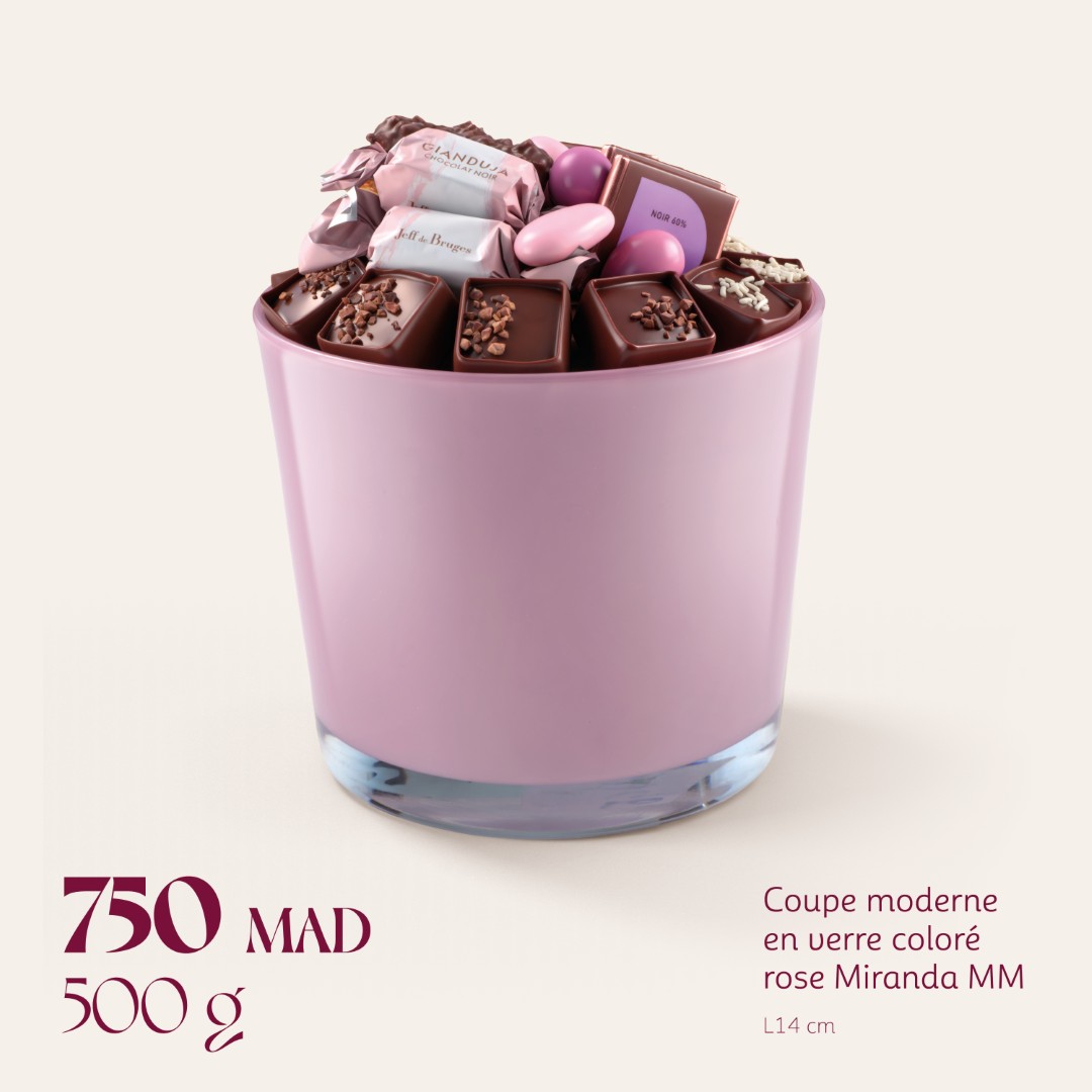 Coupe moderne en verre coloré rose Miranda